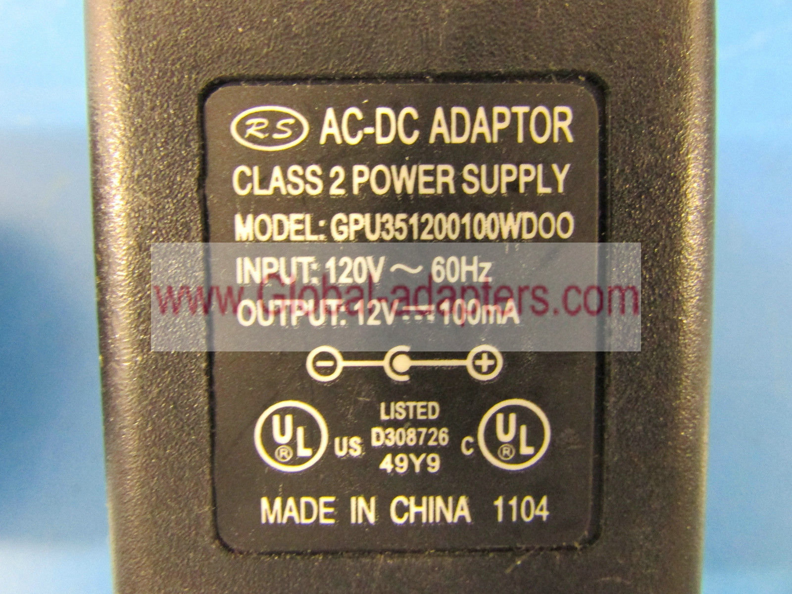 NEW RS GPU351200100WDOO AC-DC Adapter 12V DC 100mA Class 2 Power Supply
